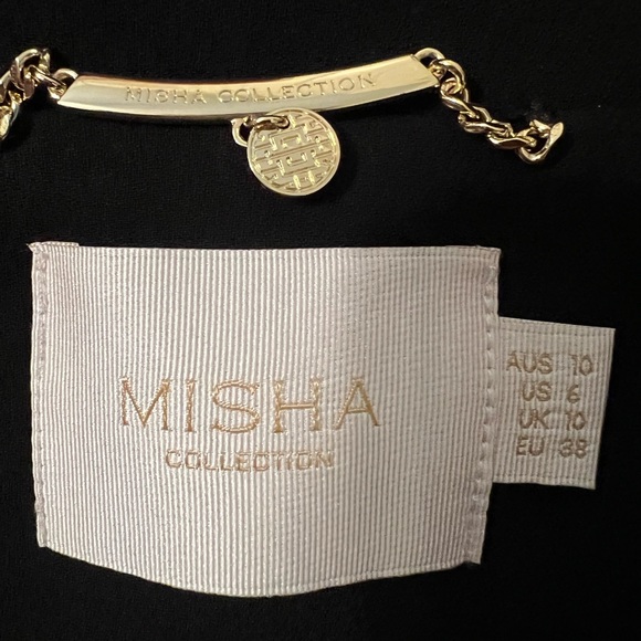 Misha CollectionMilitary Style Black Belted Coat with Gold Buttons-6 - Picture 8 of 9